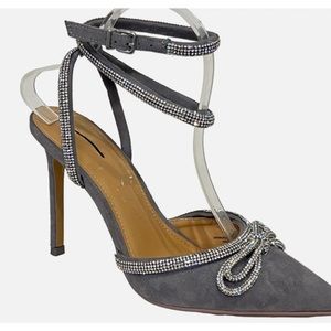EXPRESS GRAY RHINESTONE EMBELLISHED BOW PUMPS HIGH HEELS SIZE 9